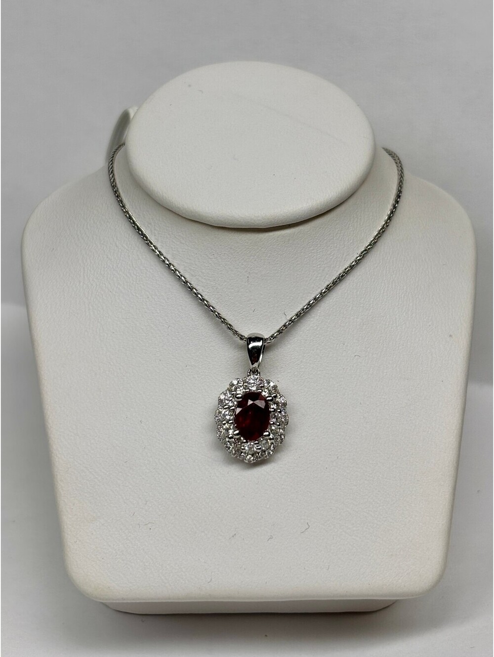 14k White Gold Ruby and Diamond Necklace